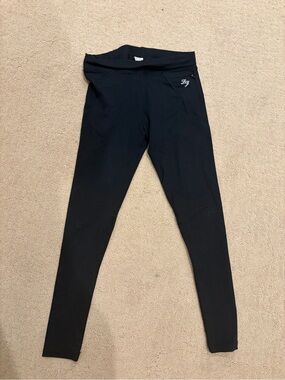 Lorna Jane Black Fold-Over Waistband Leggings
